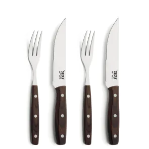 wood [product_cutlery_type] [product_knife_type] 13/0-18/10 PORTERHOUSE Steakbesteck Set 4-teilig holz 