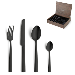 black [product_cutlery_type] [product_knife_type] 13/0-18/10 VENTURA Besteckset 24-teilig PVD schwarz 