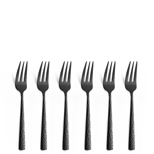 FELICITY Cake Fork Set 6-pieces PVD black