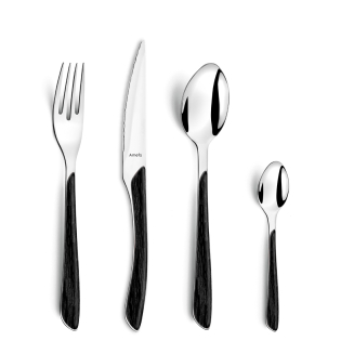 ECLAT NATURE Cutlery Set 24-pieces black, wood