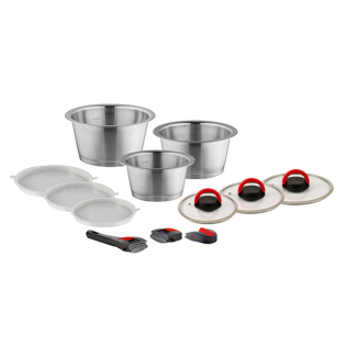 QUICK CLACK PRO Pot Set 12-pieces silver