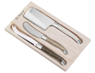 TRADITION Cheese Knife Set 3-pieces pearl, pepper, taupe