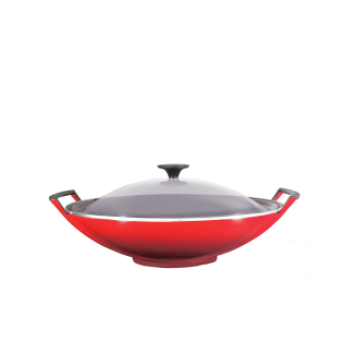 TRADITION Wok mit Glasdeckel kirschrot